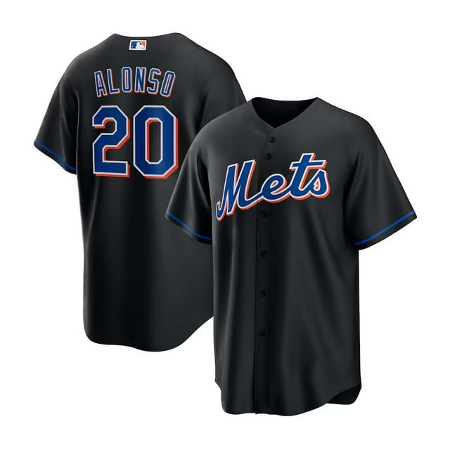 Major League Baseball New York Mets #20 Alonso - Black Player Name Classic Commemorative Star Collection Embroidered Edition Jersey - XL