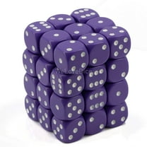 Purple with White Spots Opaque 12mm 6 Sided Dice 36 in Box