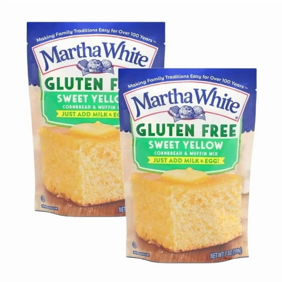Martha White Sweet Yellow Gluten Free Cornbread Mix, 7 Oz Pouch (2 Pack)