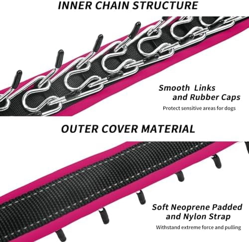 Martingale No Pull Dog Collar - Heavy Duty Nylon With Buckle, Adjustable Anti Pull Reflective Slip Collar for Large Medium Small Dog Training Walking M Hot Pink