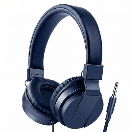 Pedoxline Kids Headphones for Boys Girls, Wired over Ear Headphones for School with Microphone, Lightweight Foldable Stereo Wired Toddler Earphones 3.5mm Jack for School /PC/Mac/Tablet (Blue)