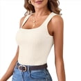 thumbnail image 2 of Camiseta Sin Mangas de Punto Acanalado Informal con Cuello Cuadrado de Verano para Mujer, , Talla XXL, 2 of 6