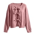 thumbnail image 3 of QSXADF Women's Cardigan Sweaters Cropped Casual Ties Front Knit Tops, 3 of 6
