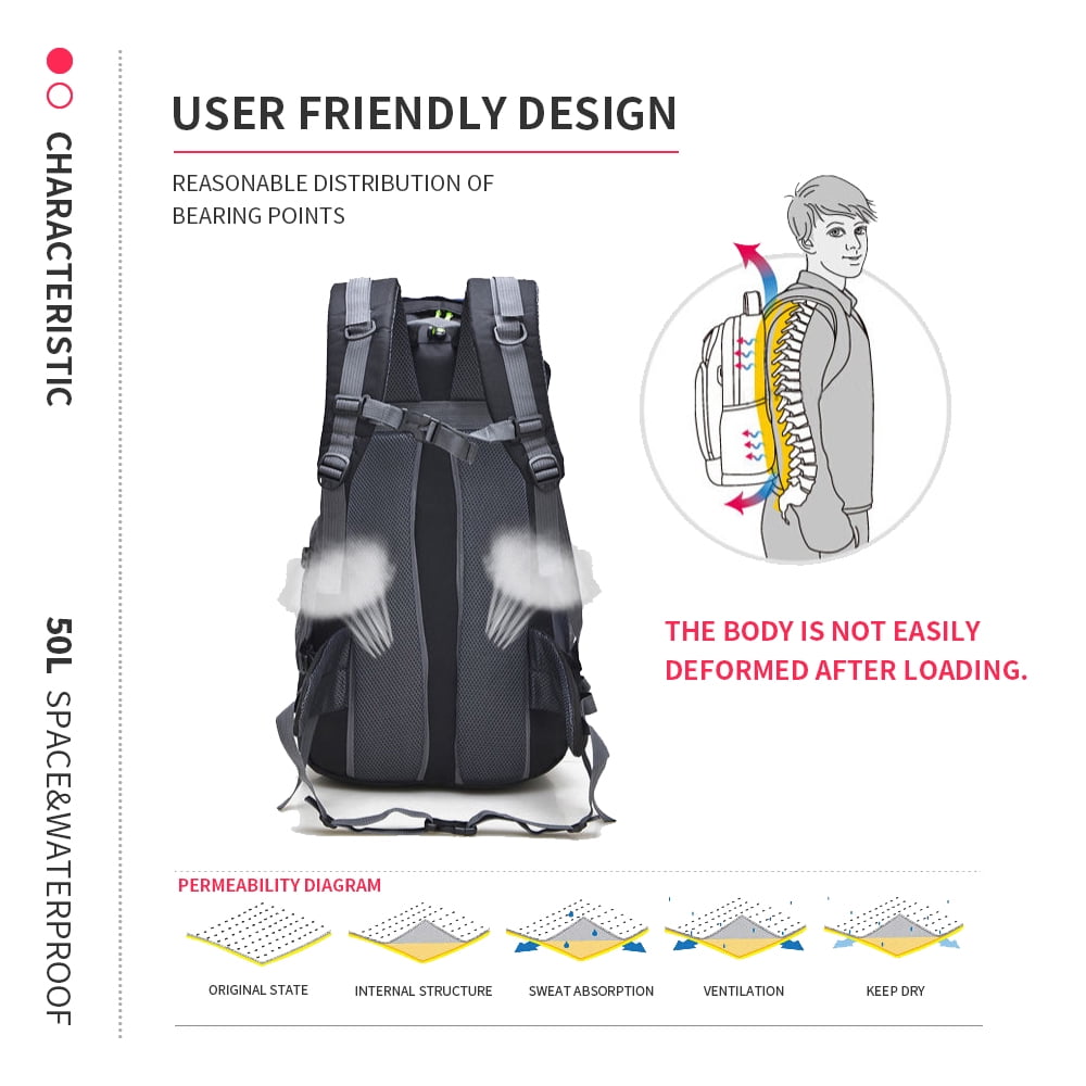 Large Gear Adult Daypack 50L Lightweight Water Resistant Hiking Backpack for Outdoor Sport Climbing Camping Touring Walmart