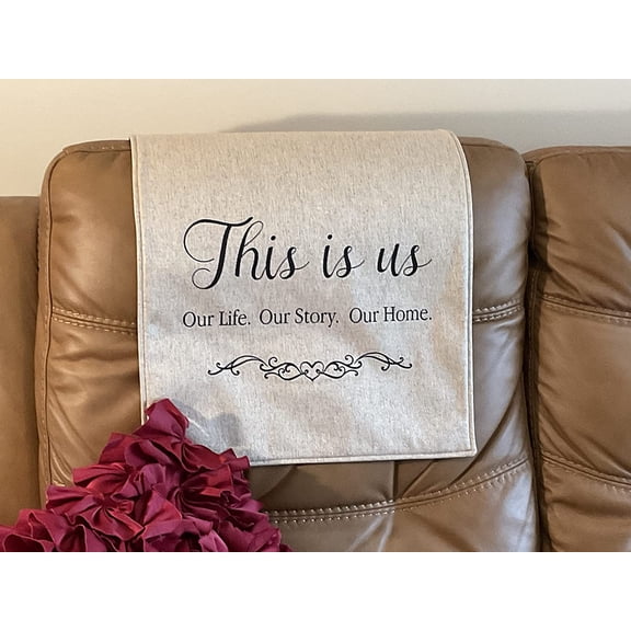 Headrest Cover for furniture with Inspirational wording"This Is Us" slipcover furniture protector fits sofas loveseats recliners theater chairs office furniture chair pads 17x27