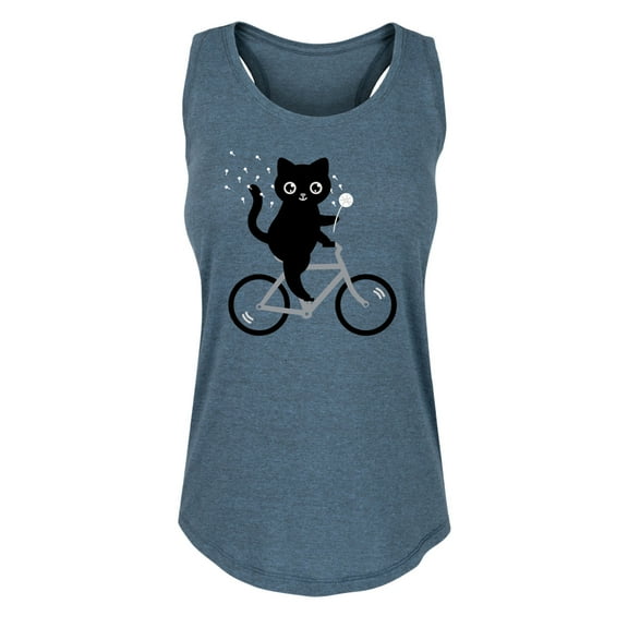 Instant Message - Cat On A Bike Dandelion - Women's Racerback Tank
