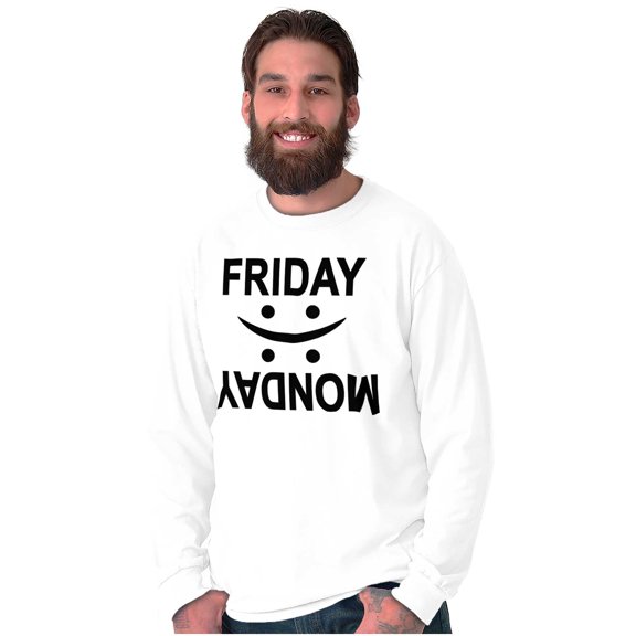 Friday Monday Happy Sad Weekend Vibes Plus Size Long Sleeve Graphic Tee Shirt Brisco Brands 2X