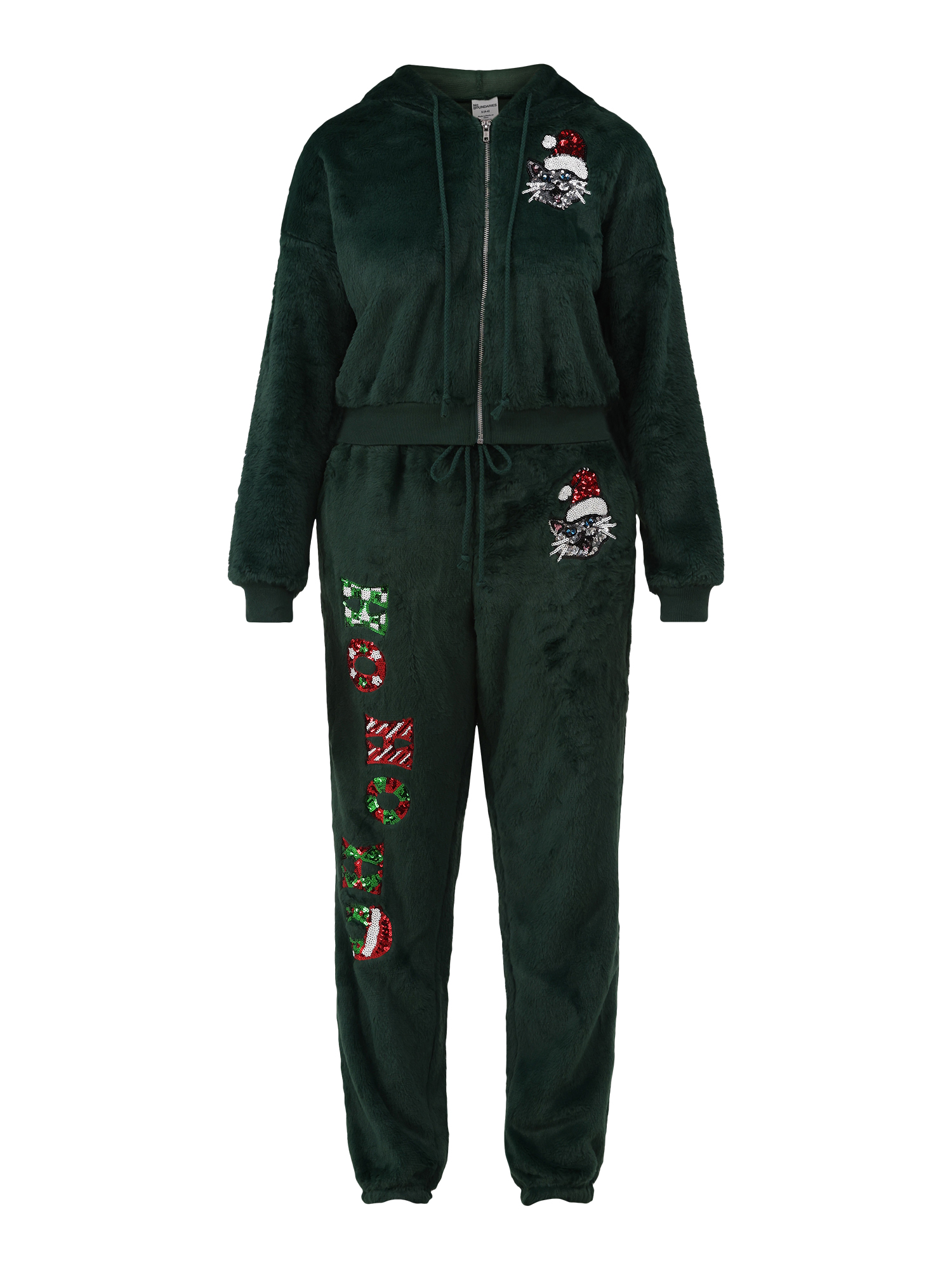 No Boundaries Faux-Fur Christmas Track Suit, 2-Piece, Women's and Women's Plus