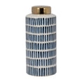 thumbnail image 2 of Sagebrook Home Ceramic 13" Jar With Gold Lid,Blue, 2 of 2