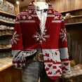 thumbnail image 2 of hlysgo Christmas Blazer for Men Vintage Snowflake Graphic Single Breasted Ugly Xmas Corduroy Suit Jacket Regular Fit Holiday Party Blazers Red XXXL, 2 of 7