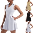 thumbnail image 4 of Women's Sleeveless Collared Tennis Dress with Pockets Athletic Fit and Flare Golf Workout Casual Dress, 4 of 4