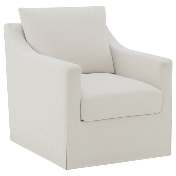 Winter Fabric Upholstered Sloped Arm Accent Swivel Chair Beige