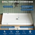 thumbnail image 3 of Shower Tray With Anti-Slip Particles, White, Three-Sided Waterproof + Abs American Standard Drain, 3 of 6