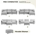 thumbnail image 4 of JUSTLET Sectional Sofa with Ottoman, Small L-Shaped Corduroy Couch Set for Living Room, Gray, 4 of 11