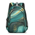 thumbnail image 2 of Teal Gold Marble Backpack for School,Cute School Bag,Schoolbag with Adjustable Shoulder Straps & Padded Back,16.9 Inch, 2 of 5