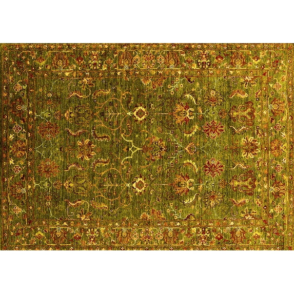 Ahgly Company Indoor Rectangle Oriental Yellow Traditional Area Rugs, 4' x 6'