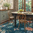 thumbnail image 4 of Moynesa 6'x9' Floral Washable Rugs, Scalloped Large Area Rug for Living Room Bedroom Ultra-Thin Non Slip Dining Room Rug, Stain Resistant Boho Rugs Throw Carpet for Office,Navy Blue, 4 of 8