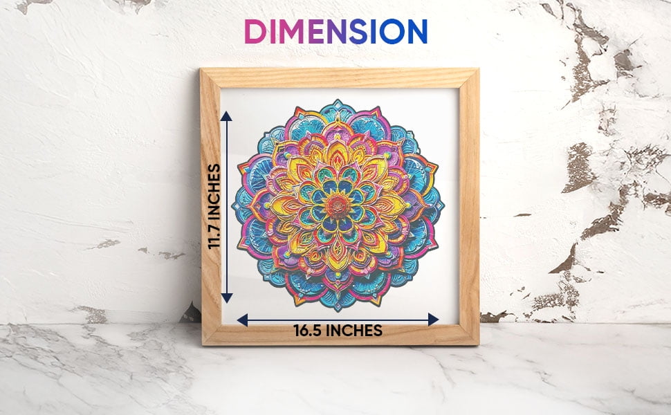 Nestologi Mandala Flower Bouquet Premium Wooden Jigsaw Puzzle for Adults - Large - 5  Hours to Complete
