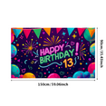thumbnail image 3 of Colorful Neon Style Happy 13 Birthday Backdrop Banner Party Decors Background Photography Props for Birthday Party Celebration Decorations Photo Booth Setup, 3 of 7
