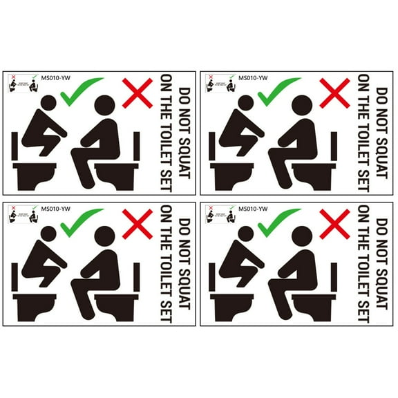 2 Count Warning Slogan Bathroom Sticker Sit Toilet Sign Potty Seat for Nail Stickers Seats Black
