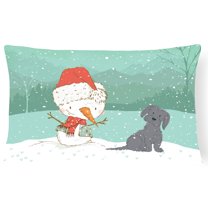 Carolines Treasures CK2092PW1216 Black Maltese Snowman Christmas Canvas Fabric Decorative Pillow  12H x16W multicolor