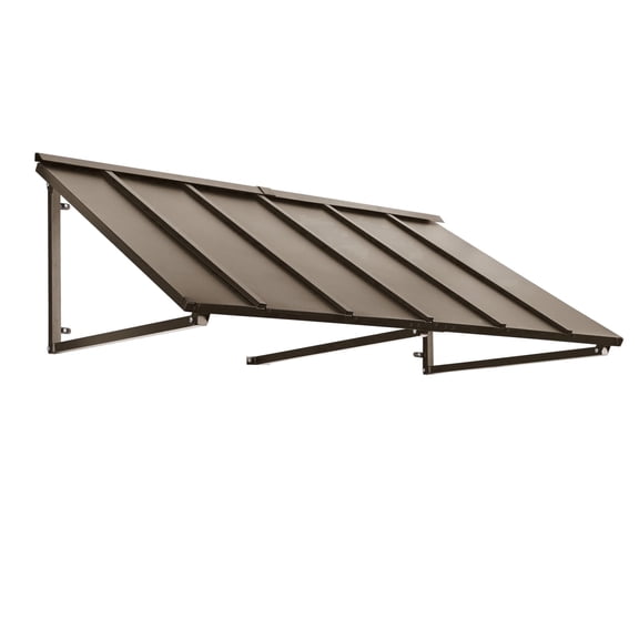 Awntech 5.67 Ft Houstonian Standing Seam Metal Fixed Awning Canopy (68in x 24in x 36in), Bronze