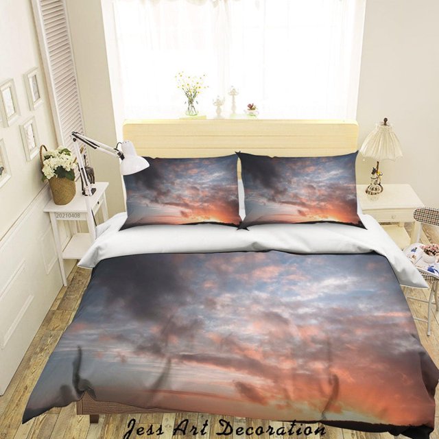 3D Sunset Sky Cloud Quilt Cover Set Ropa de Cama Set Funda Nórdica Fundas de almohada 203
