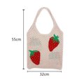 thumbnail image 4 of Bolsa de hombro de punto coreano de compras hueco de fresa de verano (marfil) Ehuebsd Para Estrenar, 4 of 9