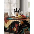 thumbnail image 6 of Boho Orange Teal Table Cloth, Southwestern Abstract Geometric Ethnic Waterproof Tablecloth for Rectangle Tables, Reusable Washable Fabric Table Cover for Restaurant Kitchen Dining Tables 60"x102", 6 of 6