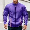 thumbnail image 5 of XIAONU Mens Sweatshirts Zipper Front Color Blocked Sleeveless Hoodless Jacket Long Sleeved Slim Fit Polo Sweatshirt With Pockets, 5 of 6
