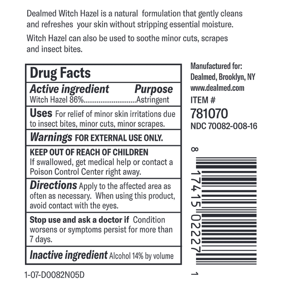 Dealmed Witch Hazel, 16 oz. | Natural Astringent Cleans and refreshes Skin | No Artificial Fragrance or Dyes (12 Pack)