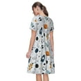 thumbnail image 2 of Horeoi Cartoon Planets Print Women's Short Sleeve Dress Breathable Polyester-Spandex All-Over Print A-Line Side Pockets Elastic Waist, 2 of 6