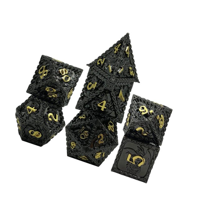 7Pcs Polyhedral Dice Irregular Big Numbers Props D4 Board Games Balck Golden