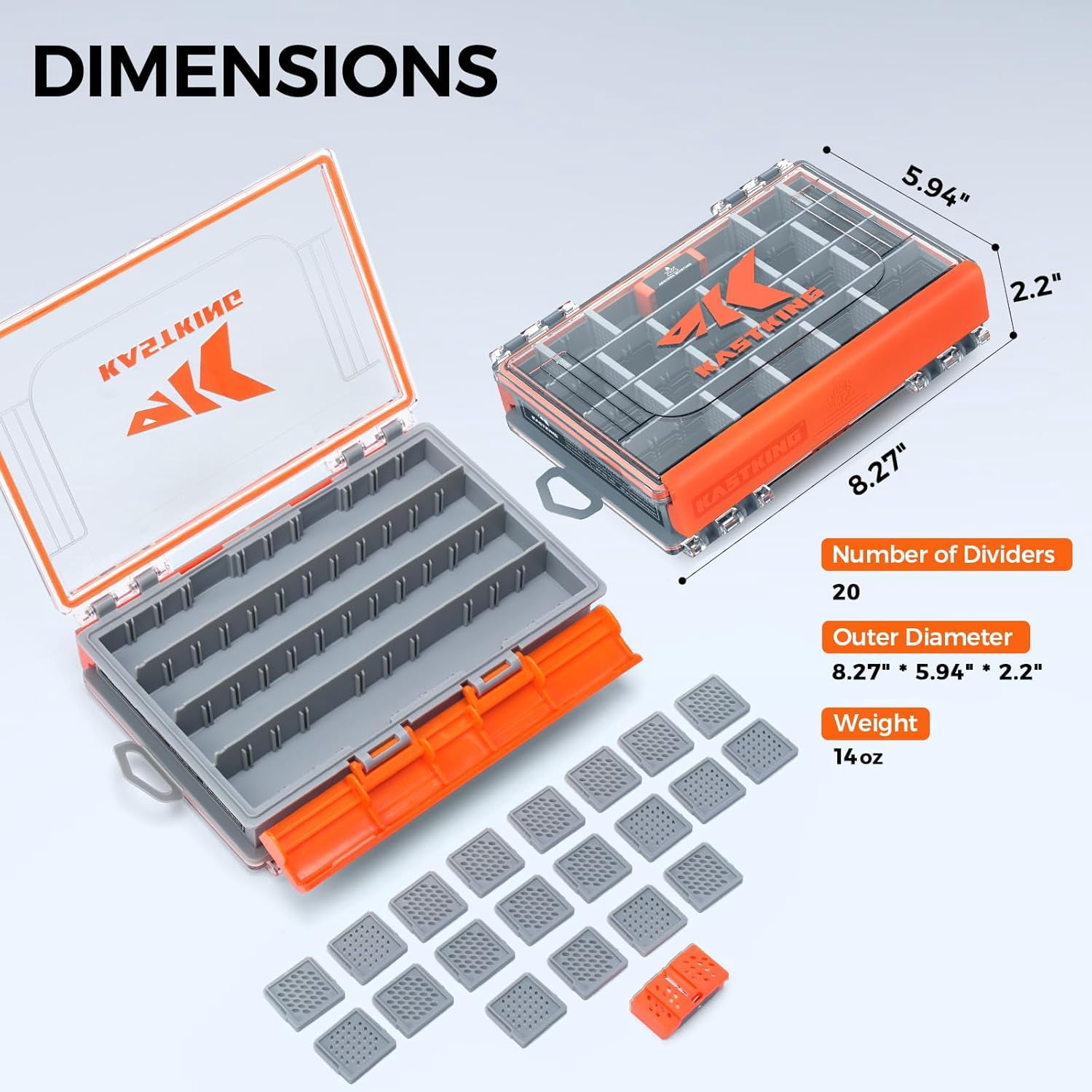 KastKing HyperSeal 3500 Double-Sided Waterproof Fishing Tackle Box – Adjustable Dividers, 1 Pack