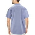 thumbnail image 2 of Men's Button Down Plaid Checkered Short Sleeve Regular Fit Casual Dress Shirt (Blue, 2XL), 2 of 3