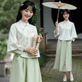 thumbnail image 3 of Otoño e invierno nuevo chino joven estilo nacional hebilla cheongsam de dos piezas traje de falda de estilo étnico para niña de uso diario, 3 of 4