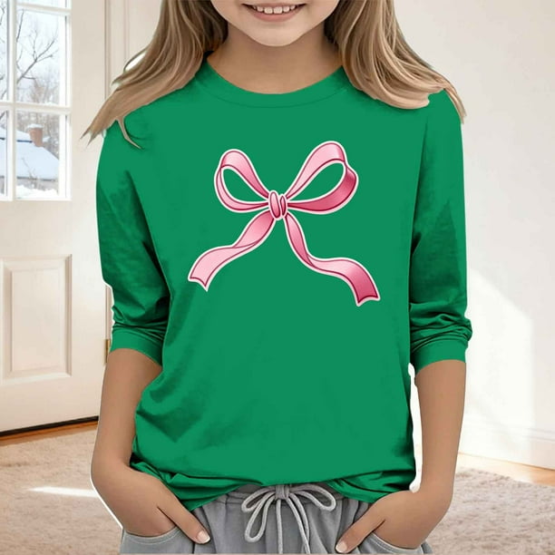 Blusas y camisas de manga larga y cuello redondo para niños y niñas, estilo casual, original, con estampado de manga 3/4 y cuello redondo, ideal para niñas de 3 a 14 años.