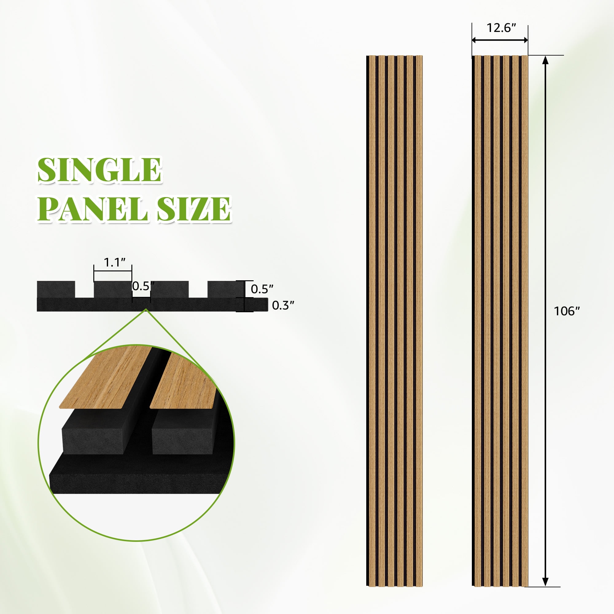 Easy4Home 2Pcs 106"x12.6" Wood Slat Acoustic Wall Panels, 3D Fluted Soundproof Decorative Panels for Interior Walls, American Oak