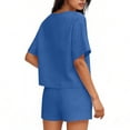 thumbnail image 5 of Two Piece Short Sets for Women Casual Summer Outfits Fashion Women's Casual Solid Short Sleeve Pocket Short Pants Ladies Pants Set, 5 of 6