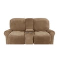 thumbnail image 4 of Housse de Causeuse Inclinable 2024 avec Housse pour Console Centrale, Housse Extensible en Velours 8 Pcs pour Canapé Inclinable 2 Places, Bleu Paon, 4 of 11