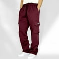 thumbnail image 2 of Men's Cargo Sweatpants Casual Fleece Joggers Loose Fit Open Bottom Athletic Pants for Men with Pockets Cargo Sweatpants For Men, 2 of 6