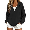 thumbnail image 4 of HOSIA Quarter Zip Hoodie for Women Plain Winter Boho Loose Tunic Sweatshirt Hooded Sweatshirts Fall Loose Fit Cute Comfy Oversized Casual Fashion Fashion Track Jacket with Pockets Black S, 4 of 9