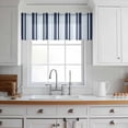 thumbnail image 3 of Navy Blue Valance Curtains for Kitchen/Living Room/Bathroom/Bedroom Window, Rod Pocket Small Topper Half Short Window Curtains Voile Sheer Scarf, Modern White Geometric Vertical Stripes 60"x18", 3 of 8