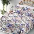 thumbnail image 3 of Ambesonne Floral Fitted & Flat Sheet with Sham 3 Pcs Set, Pastel Summer Feels Roses, Twin, Lavender Blue and Blush, 3 of 5
