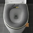 thumbnail image 2 of Biplut Embroidery Letter Zipper Closure Easy Installation Waterproof Back Toilet Seat Pad Winter Warm Flannel Toilet Seat Cover with Handle Bathroom Accessories (Grey), 2 of 13