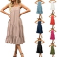 thumbnail image 2 of Women's Summer Dress Sleeveless Solid Color Loose Ruffled Layered Beach Chic Elegant Evening Dress Club-e-L, 2 of 7