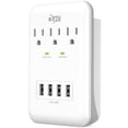 thumbnail image 2 of KMC Surge Protector Wall Tap with Shelf, 3-Outlets, 4 USB Ports,  USB Wall Outlet Extender, White, 2 of 8