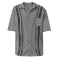 thumbnail image 3 of Lumtrix Mens Shirt Guayabera Cuban Short Sleeve Button Down Summer Beach Hippie Shirts Gray XL, 3 of 3