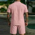 thumbnail image 3 of Letdown Men's Linen 2 Piece Short Set Summer Lightweight Beach Outfits Hollow Out Button Down Shirt and Shorts Solid Color Matching Sets, 3 of 5