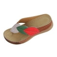 thumbnail image 5 of Women's Wedge Flip Flops Color Block Leaf Design Orthopedic Walking Slides Beach Casual Dress Slipper Sandals, 5 of 6